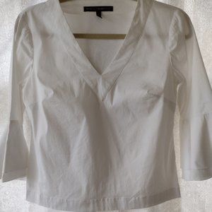 White House Black Market White Cotton Bell Sleeve Top Women's Size 0